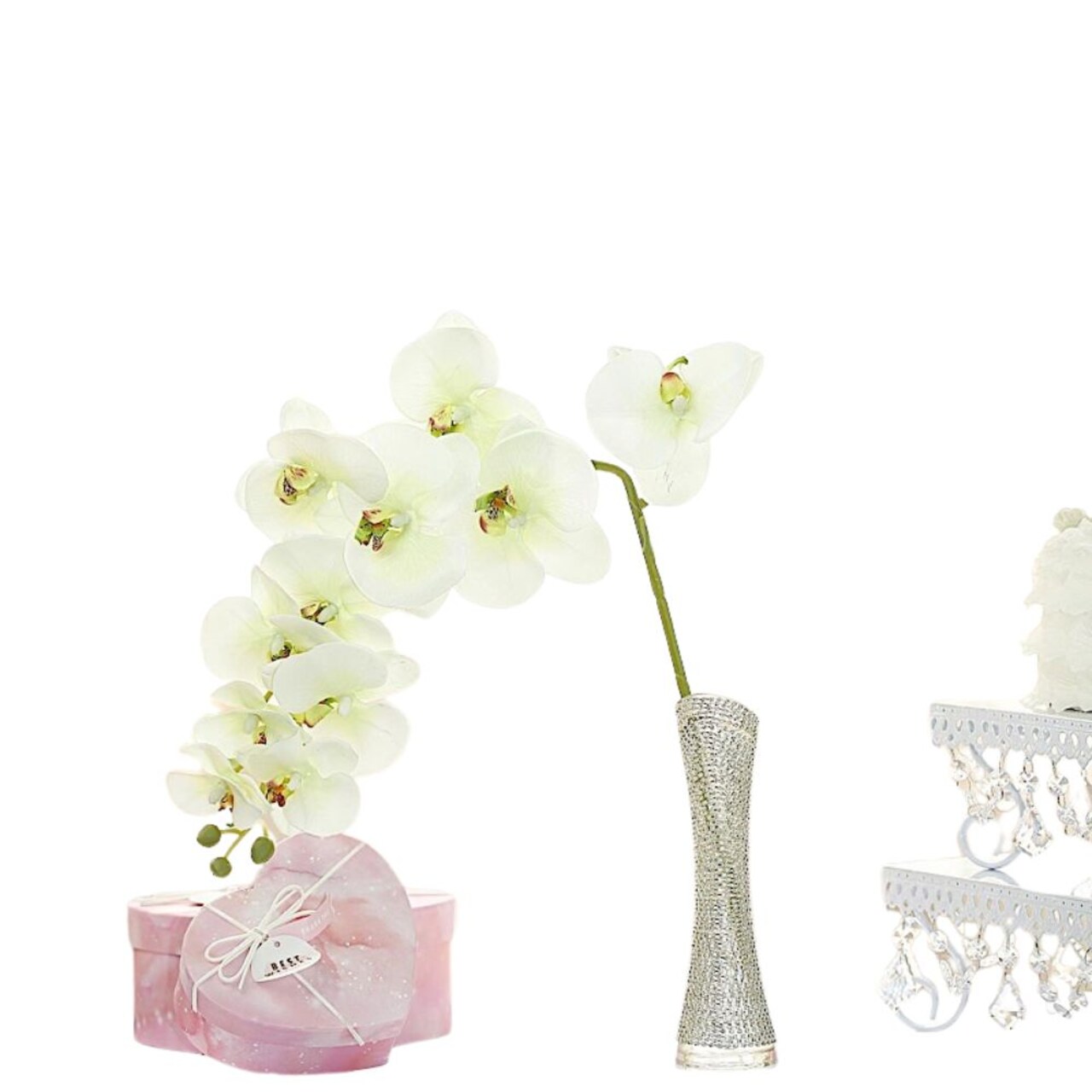 Graceful Silk Orchid Flower Stems: Set of 2, 40-Inch Artificial Centerpieces